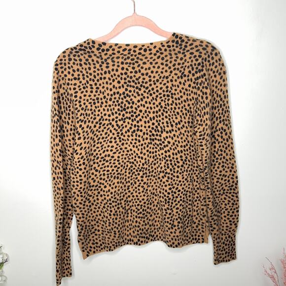 J. CREW Cashmere Crewneck Sweater in Leopard Dot Tan Black {W23} - Picture 3 of 6